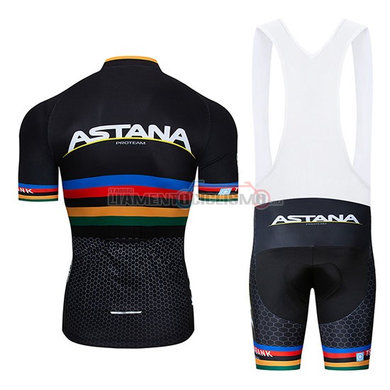 Abbigliamento Ciclismo UCI Mondo Campione Movistar Manica Corta 2019 Nero Bianco